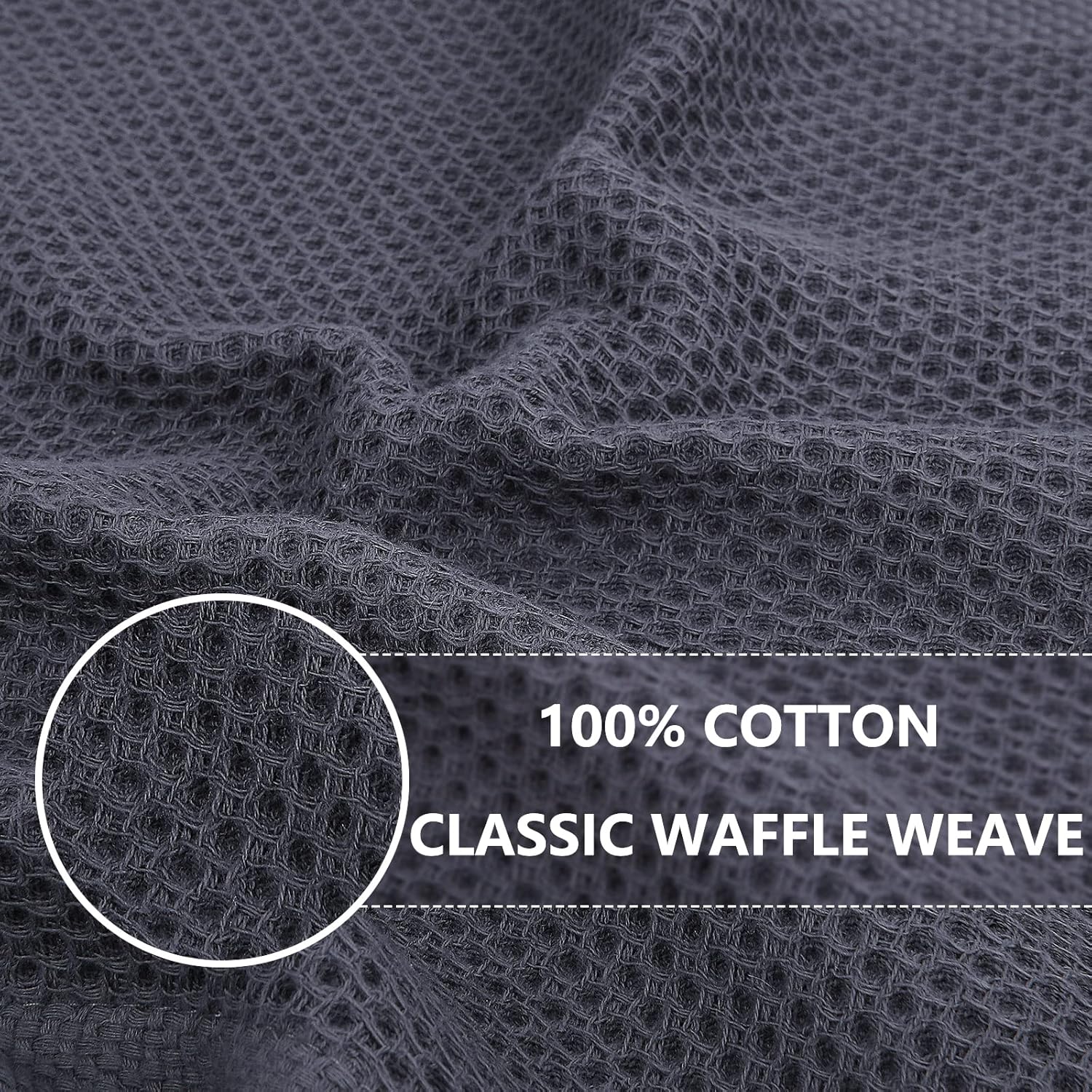 Homaxy 100% Cotton Waffle Weave Kitchen Dish Cloths Dark Grey