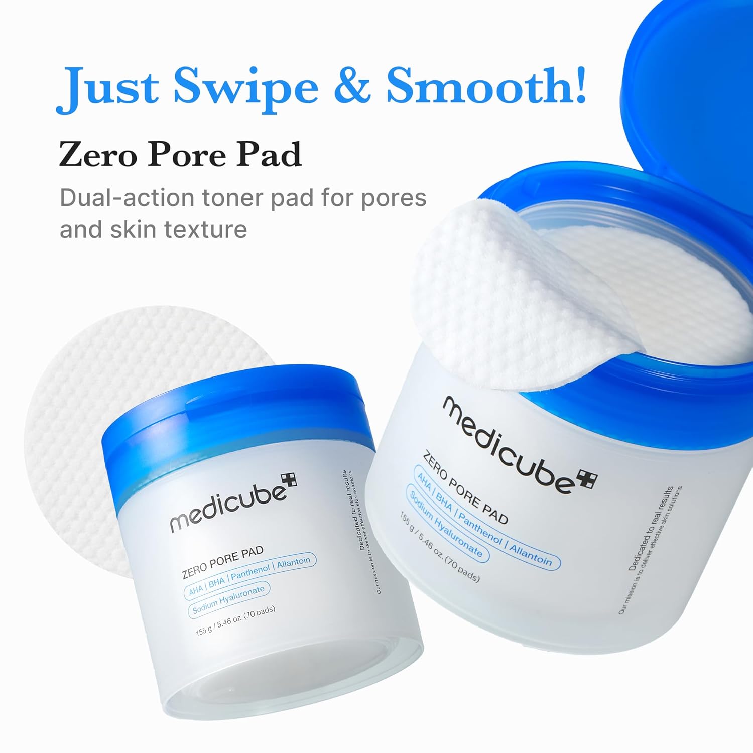 Applying Medicube Zero Pore Pad 2.0 dual-textured pad on face skin