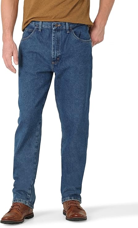 Rustler Men's Classic Relaxed Fit Jeans - Dark Stonewash Front View