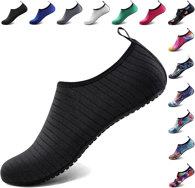 Athmile barefoot water shoes black colorway flatlay